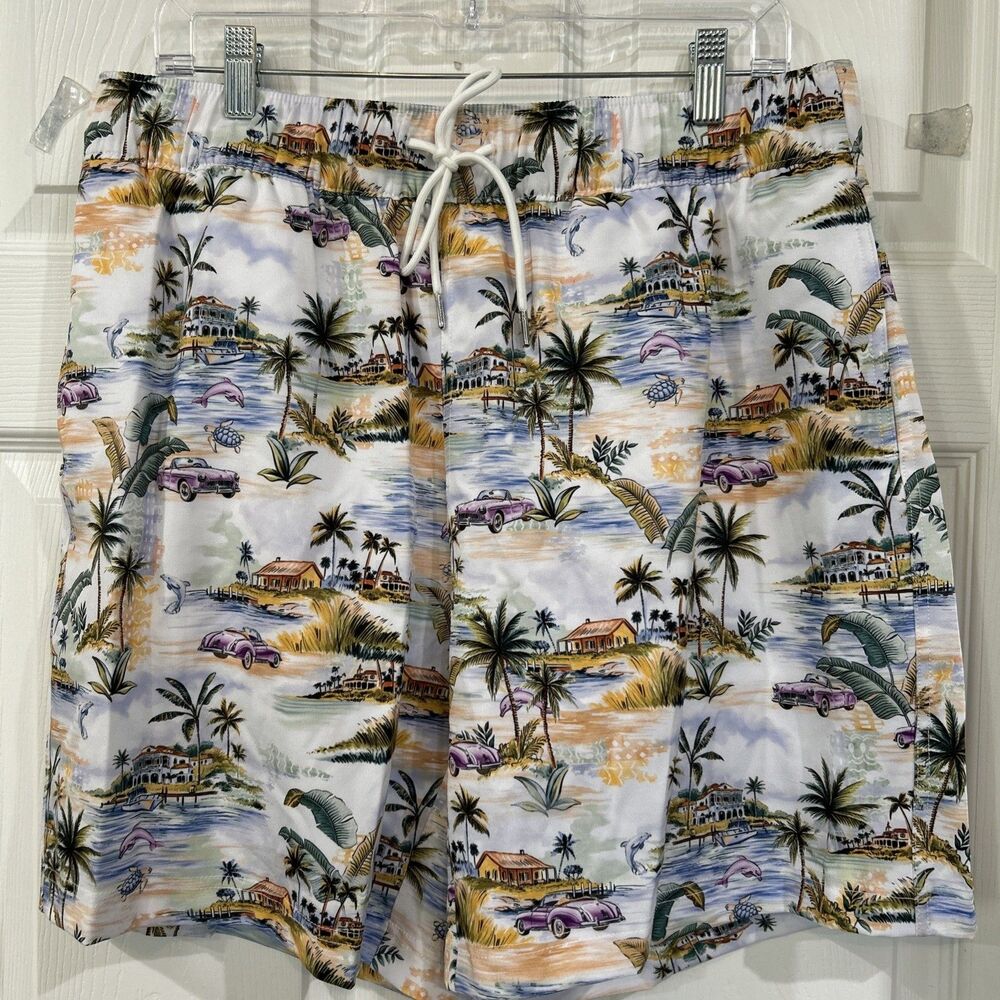 Robert Graham Swim Trunks Men's L Vacation Mode Beach Tropical Paradise Sport